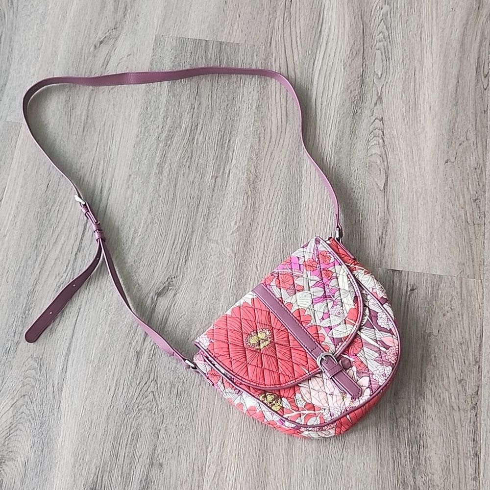 Red and Purple Floral Vera Bradley Crossbody Bag Adjustable Strap